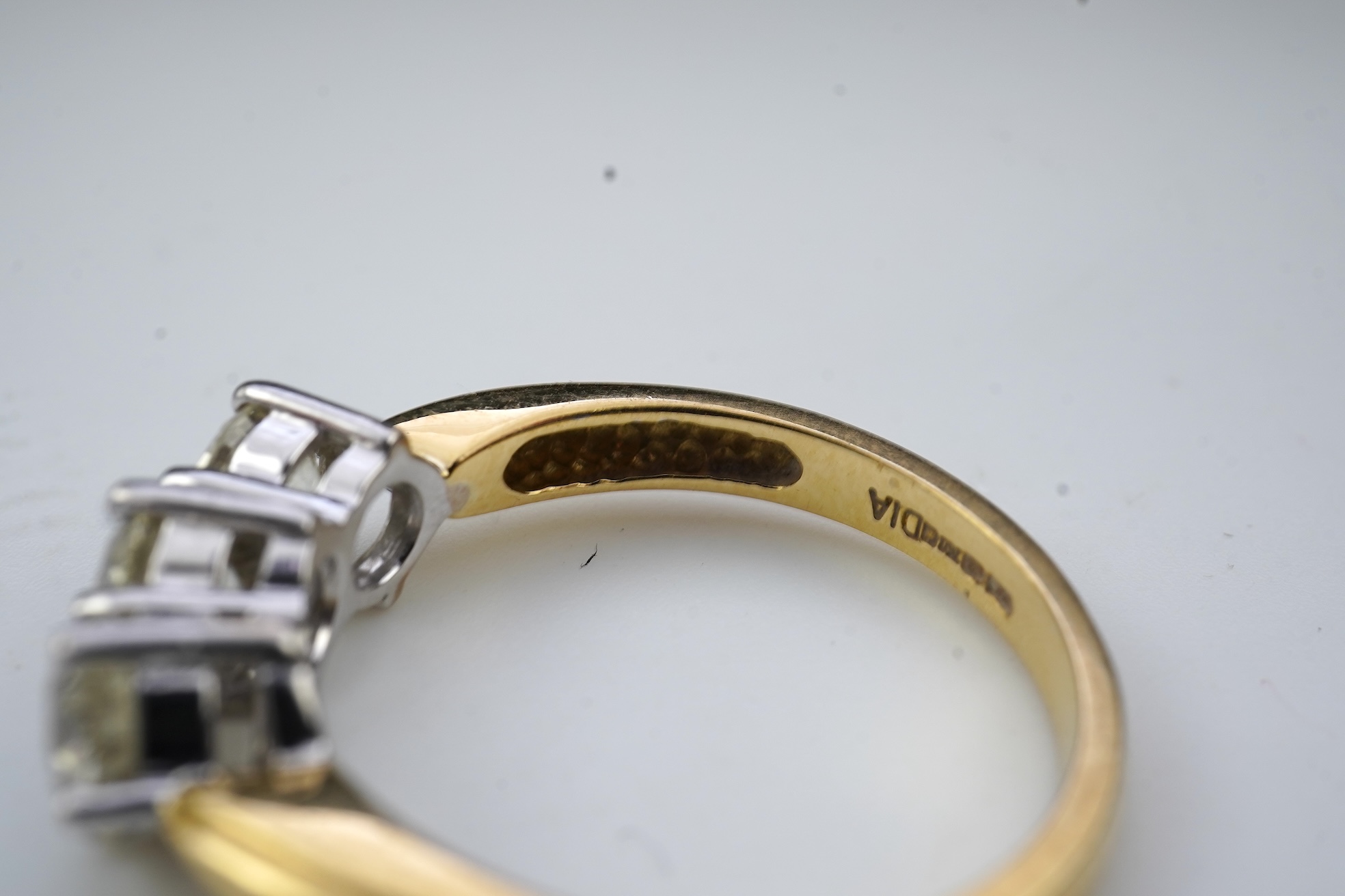 A diamond three-stone ring